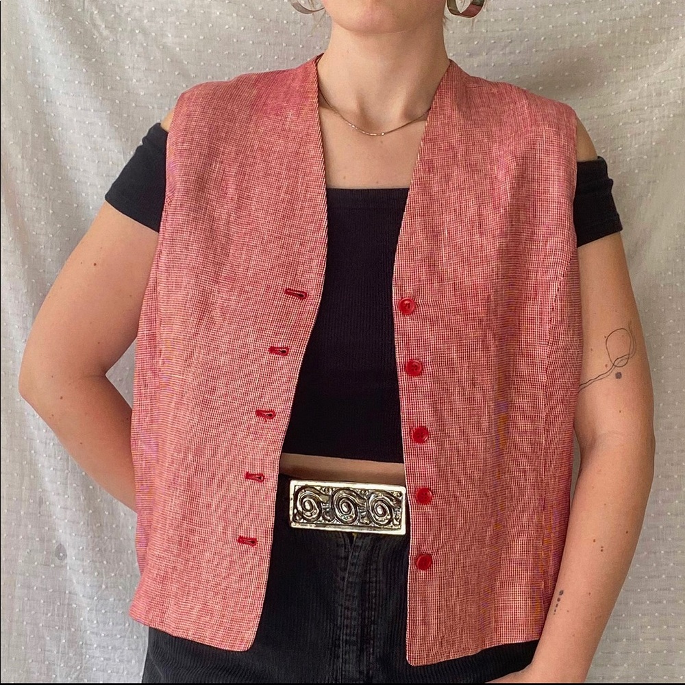 VINTAGE red houndstooth vest